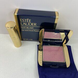 NEW Vtg Estee Lauder Just Blush Eye & Cheek Powder ROSE TUTU-09 w/ Brush & Pouch